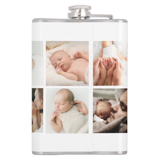 Eerste Vaderdag fotocollage | Papa Flask Gift Heupfles (Achterkant)