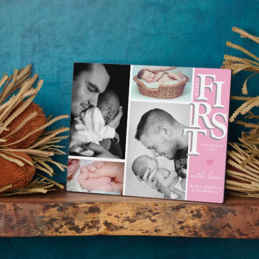 Eerste vaderdag Fotocollage Plaque – Modern Fotoplaat (Zijkant)