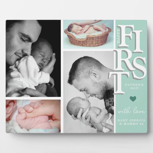 Eerste vaderdag Fotocollage Plaque – Modern Fotoplaat (Voorkant)