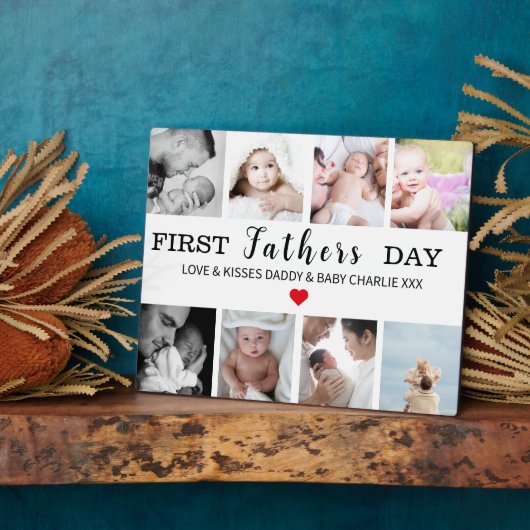Eerste Vaderdag Fotocollage Plaque | van papa Fotoplaat (Zijkant)