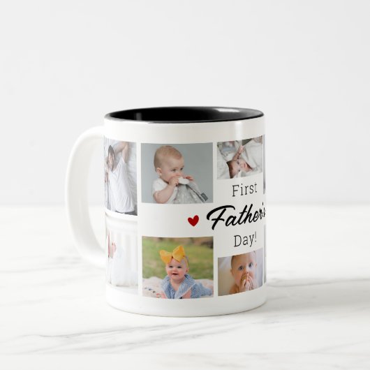 Eerste Vaderdag fotocollage Tweekleurige Koffiemok (Voorkant links)