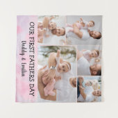 Eerste Vaderdag Fotocollage Wandtapijt Wandkleed (Voorkant (horizontaal))