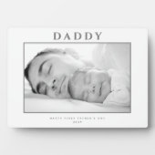 Eerste Vaderdag gedempt grijs gepersonaliseerd Fotoplaat (voorkant)