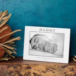 Eerste Vaderdag gedempt grijs gepersonaliseerd Fotoplaat