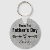 Eerste Vaderdag gepersonaliseerd Sleutelhanger (Voorkant)