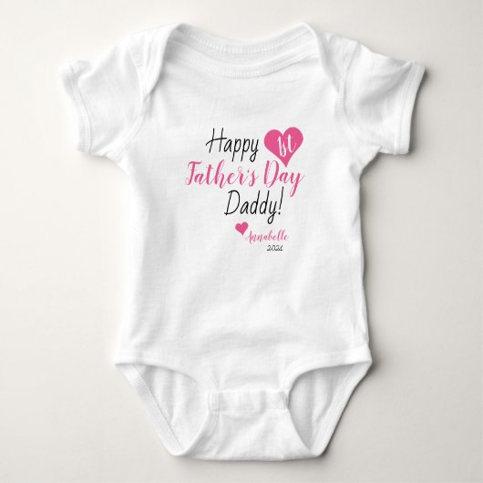 Eerste Vaderdag Gift Pink Baby Girl Dochter Romper (Voorkant)