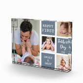 Eerste Vaderdag Gray 4 Foto Collage Block (Rechts)
