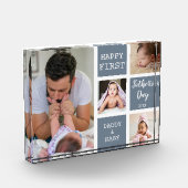 Eerste Vaderdag Gray 4 Foto Collage Block (Links)