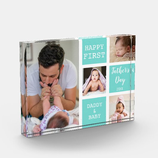 Eerste Vaderdag Green 4 Photo Collage Block Fotoblokken (Links)