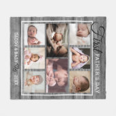 Eerste Vaderdag grijs hout 8 Foto collage   Fleece Deken (Voorkant (Horizontaal))