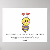 Eerste Vaderdag Handafdruk bloemenkunst Poster (Voorkant)