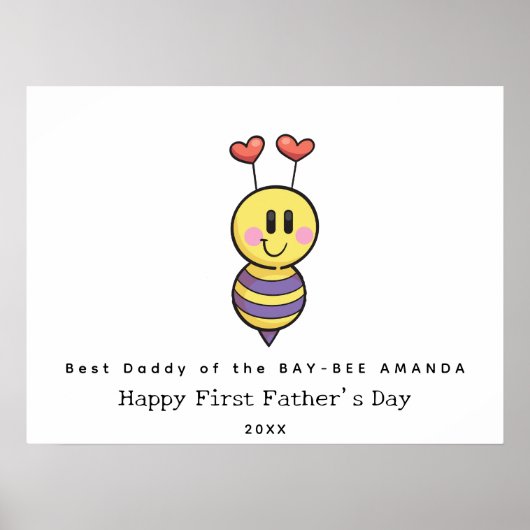 Eerste Vaderdag Handafdruk bloemenkunst Poster (Voorkant)