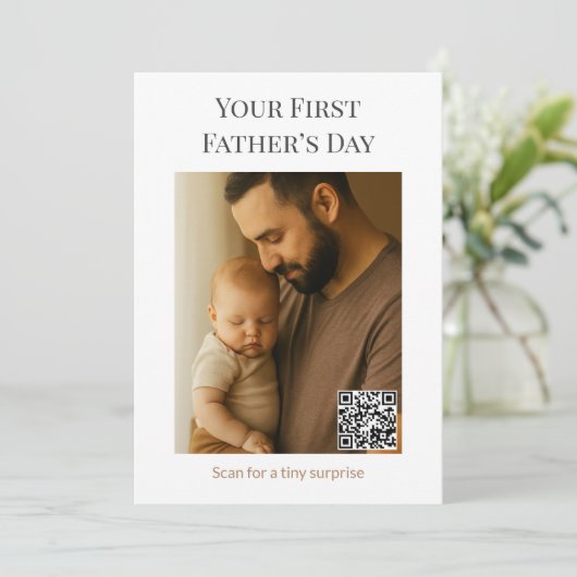 Eerste Vaderdag Kaart met QR Surprise (Staand voorkant)