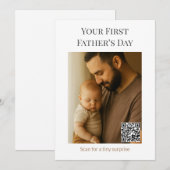 Eerste Vaderdag Kaart met QR Surprise (Voorkant / Achterkant)