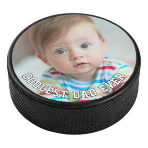 Eerste Vaderdag Koelste Papa Ooit Baby Foto Koel Hockey Puck