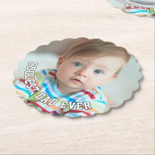 Eerste Vaderdag Koelste Papa Ooit Baby Foto Koel Kartonnen Onderzetters
