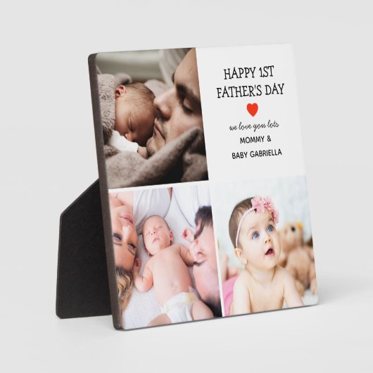 Eerste Vaderdag | Kute fotocollage Fotoplaat (Voorkant)