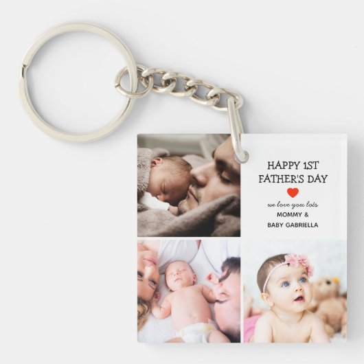 Eerste Vaderdag | Kute fotocollage Sleutelhanger (voorkant)