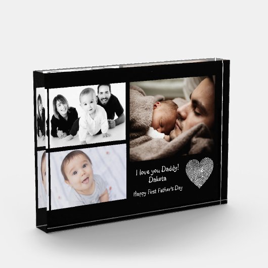 Eerste Vaderdag Love You Daddy Modern Simpel Fotoblokken (Links)