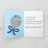 Eerste Vaderdag met Bericht Baby Jongen Kaart (Binnen)
