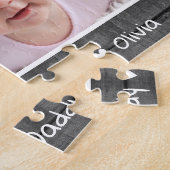 Eerste Vaderdag New Dad Black Wood 2 foto Legpuzzel (Zijkant)