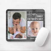 Eerste Vaderdag New Dad Black Wood 2 foto Muismat (Met muis)