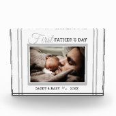 Eerste Vaderdag New Dad White Photo Block Fotoblokken (Voorkant)