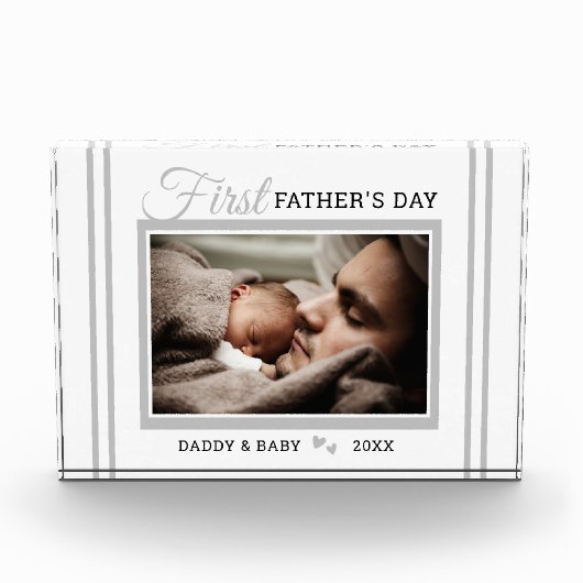 Eerste Vaderdag New Dad White Photo Block Fotoblokken (Voorkant)