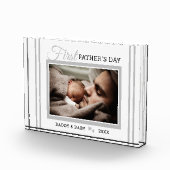 Eerste Vaderdag New Dad White Photo Block Fotoblokken (Rechts)