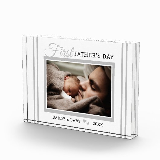 Eerste Vaderdag New Dad White Photo Block Fotoblokken (Rechts)