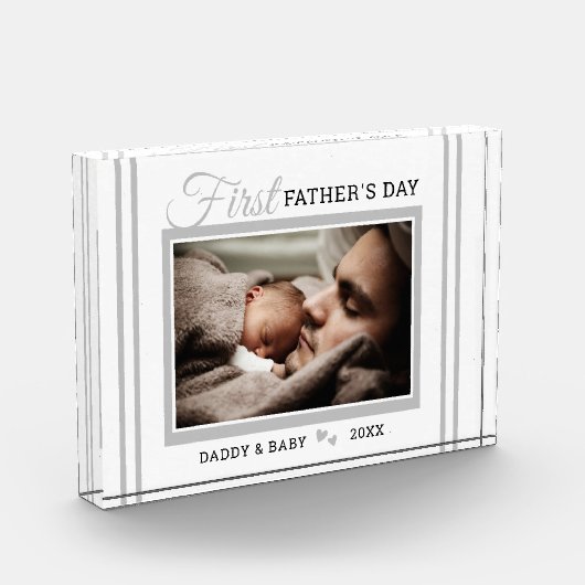 Eerste Vaderdag New Dad White Photo Block Fotoblokken (Links)