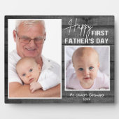 Eerste Vaderdag New Grandpa Black Wood 2 Foto Fotoplaat (Voorkant)