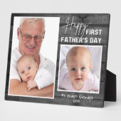 Eerste Vaderdag New Grandpa Black Wood 2 Foto Fotoplaat (Zijkant)