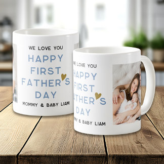 Eerste Vaderdag Nieuwe Papa Baby 2 Foto Collage Koffiemok