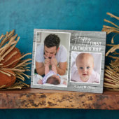 Eerste Vaderdag nieuwe vader 2 Foto grijs hout Fotoplaat (Zijkant)