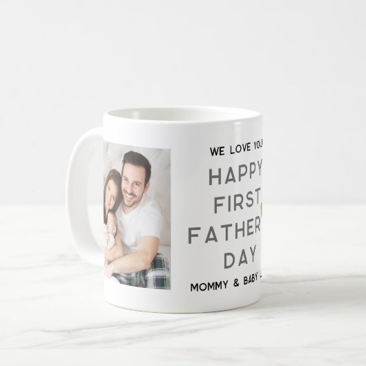 Eerste Vaderdag Nieuwe vader Baby 2 Foto Collage Koffiemok (Voorkant links)