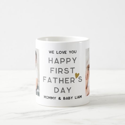 Eerste Vaderdag Nieuwe vader Baby 2 Foto Collage Koffiemok (Center)