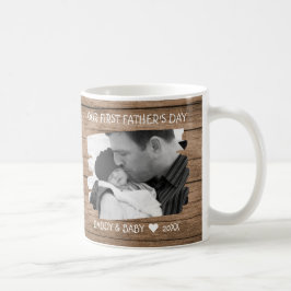 Eerste vaderdag Nieuwe vader Baby Foto Rustic Wood Koffiemok