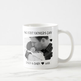 Eerste vaderdag Nieuwe vader Baby Foto zwart White Koffiemok