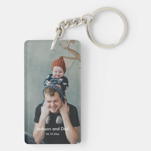 Eerste Vaderdag Pap Aangepaste Fotozonnebril Sleutelhanger (achterkant)