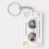 Eerste Vaderdag Pap Aangepaste Fotozonnebril Sleutelhanger (Voorkant)