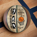 Eerste vaderdag Pap Swish come True Personated Basketbal<br><div class="desc">Fijne eerste Vaderdag vader persoonlijke Basketball. Het ontwerp is voorzien van de letters "Happy 1st Vaderdag Dad ... Moge al je wensen uitkomen" en de sjabloon is klaar om je te personaliseren. De typografie is gedecoreerd met basketbalspeler silhouettes en een basketbal in het net. Ontworpen om met de panelen verticaal...</div>