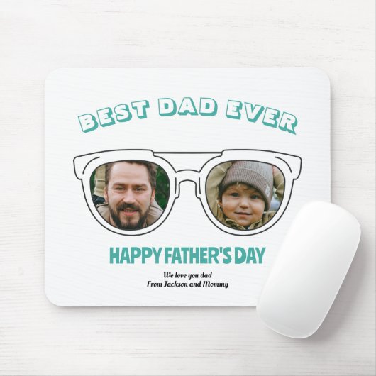 Eerste Vaderdag Papa Custom Foto Cool Summer Muismat (Met muis)