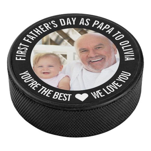 Eerste Vaderdag papa om Sonogram Foto Hock te zijn Hockey Puck (3/4)