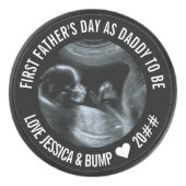 Eerste Vaderdag papa om Sonogram Foto Hockey Puck (Voorkant)