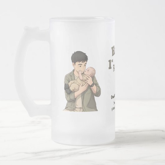 Eerste Vaderdag Papa sinds 2026 Anime Stijl Matglas Bierpul (Links)