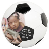 Eerste Vaderdag pappa Baby 3 Foto collage   Voetbal (Drie kwart)