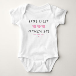 Eerste Vaderdag Pink Heart Custom Romper