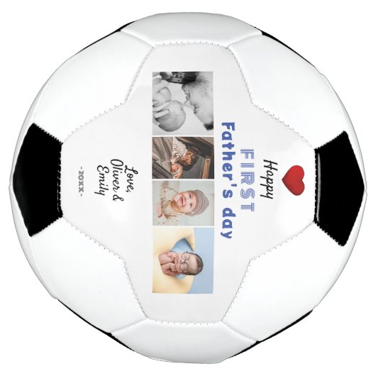 Eerste Vaderdag Rode Hart 4 Foto Collage Voetbal (Gedraaid)