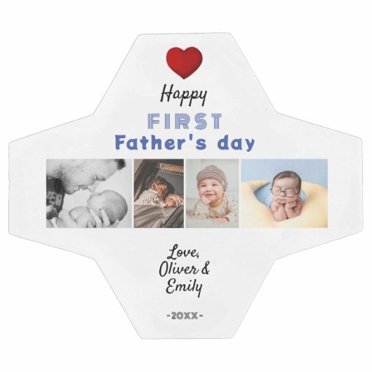 Eerste Vaderdag Rode Hart 4 Foto Collage Voetbal (Enkel)